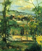 Paul Cezanne Dorf hinter den Baumen, Ile de France oil painting reproduction